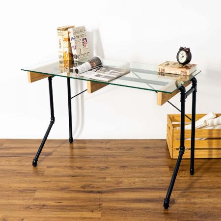 Ipari cső üveg fekete bevonattal könnyű íróasztal - Ipari cső üveg fekete bevonattal könnyű íróasztal